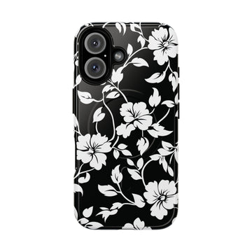 Black & White Floral MagSafe iPhone Case
