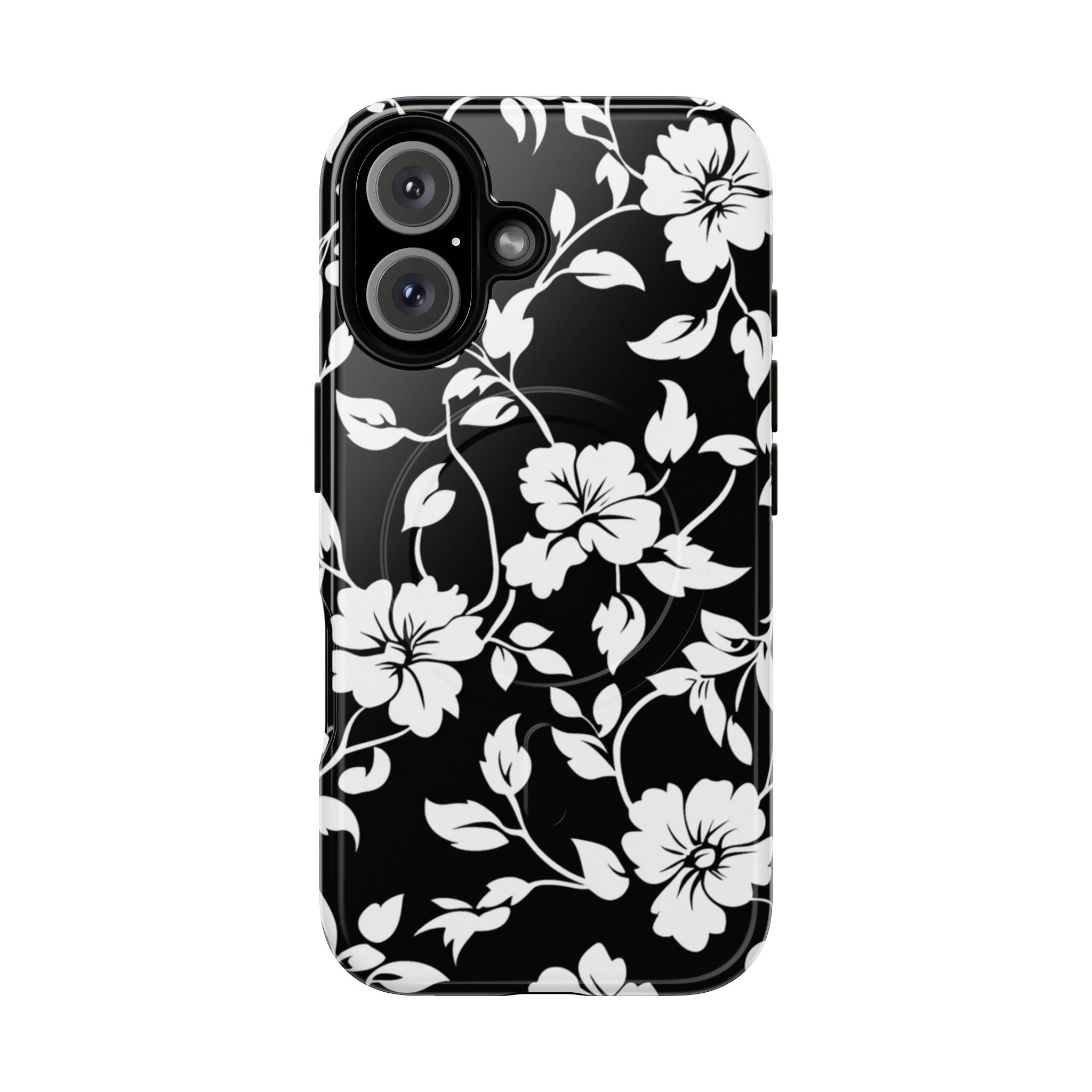 Black & White Floral MagSafe iPhone Case